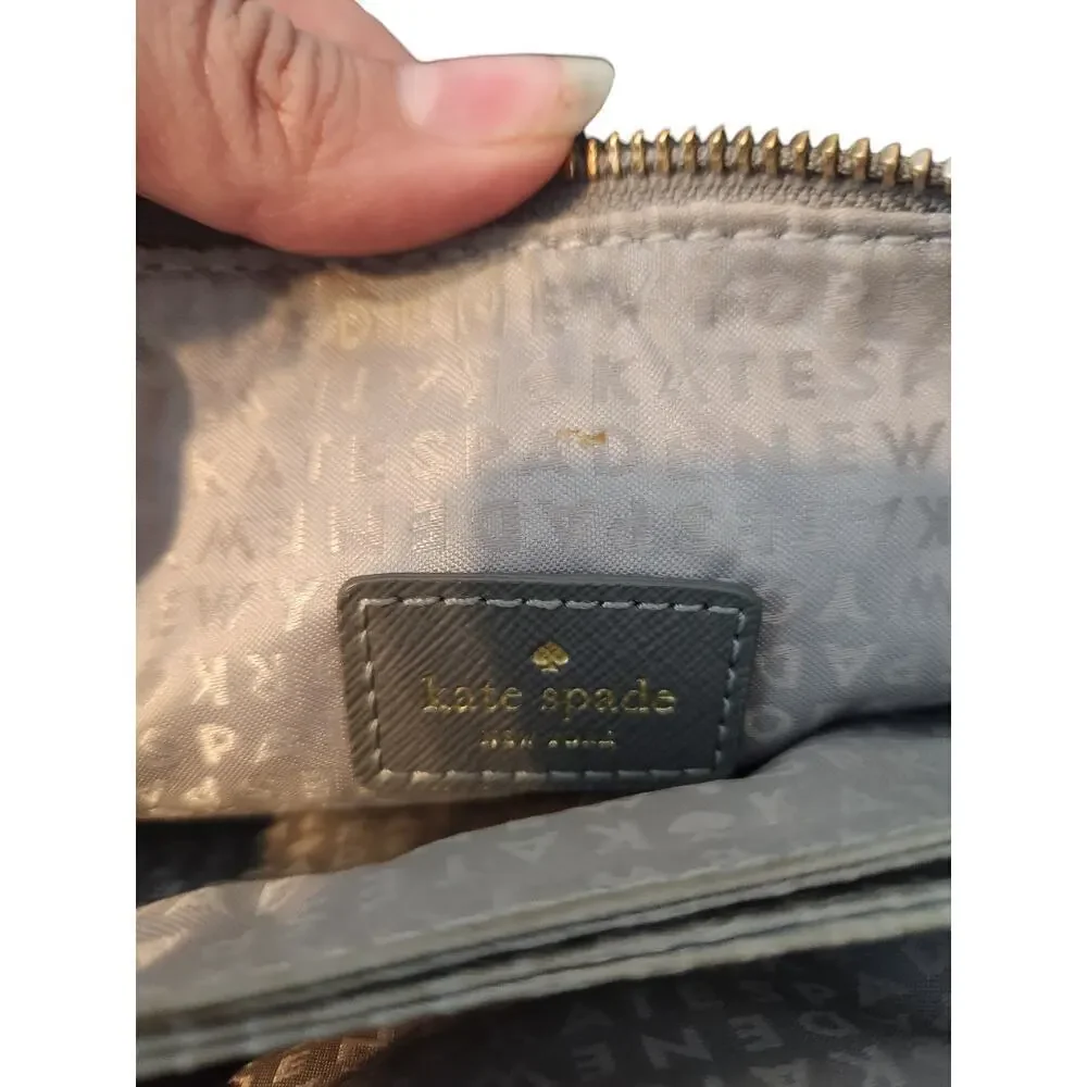 Kate Spade‎ New York gray nylon crossbody gold trim adjustable strap